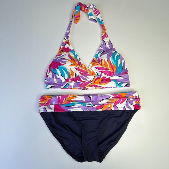 Anne Cole Two Piece Marilyn Printed Halter Bikini Top & Bottom Juniors Small NWT - Picture 1 of 11